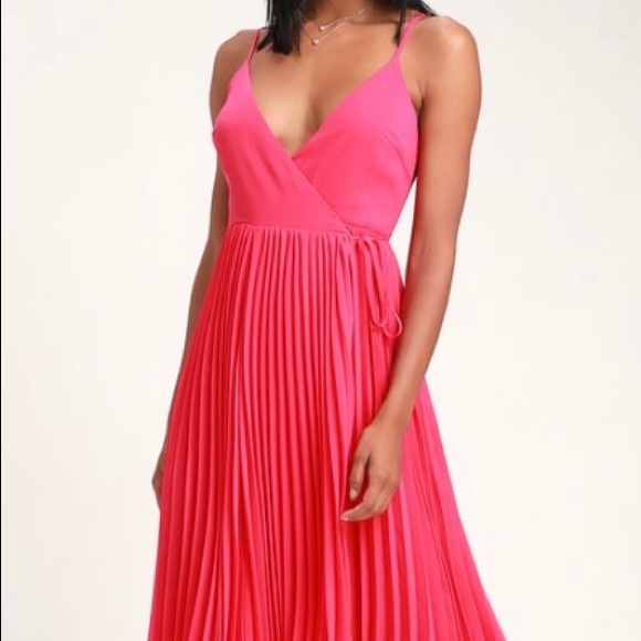 Lulus fuchsia wrap dress - Picture 1 of 5